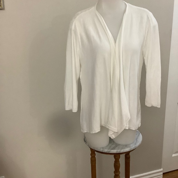 Style & Co White Cardigan 3/4 sleeves M-L 36/37 bust - Picture 1 of 8